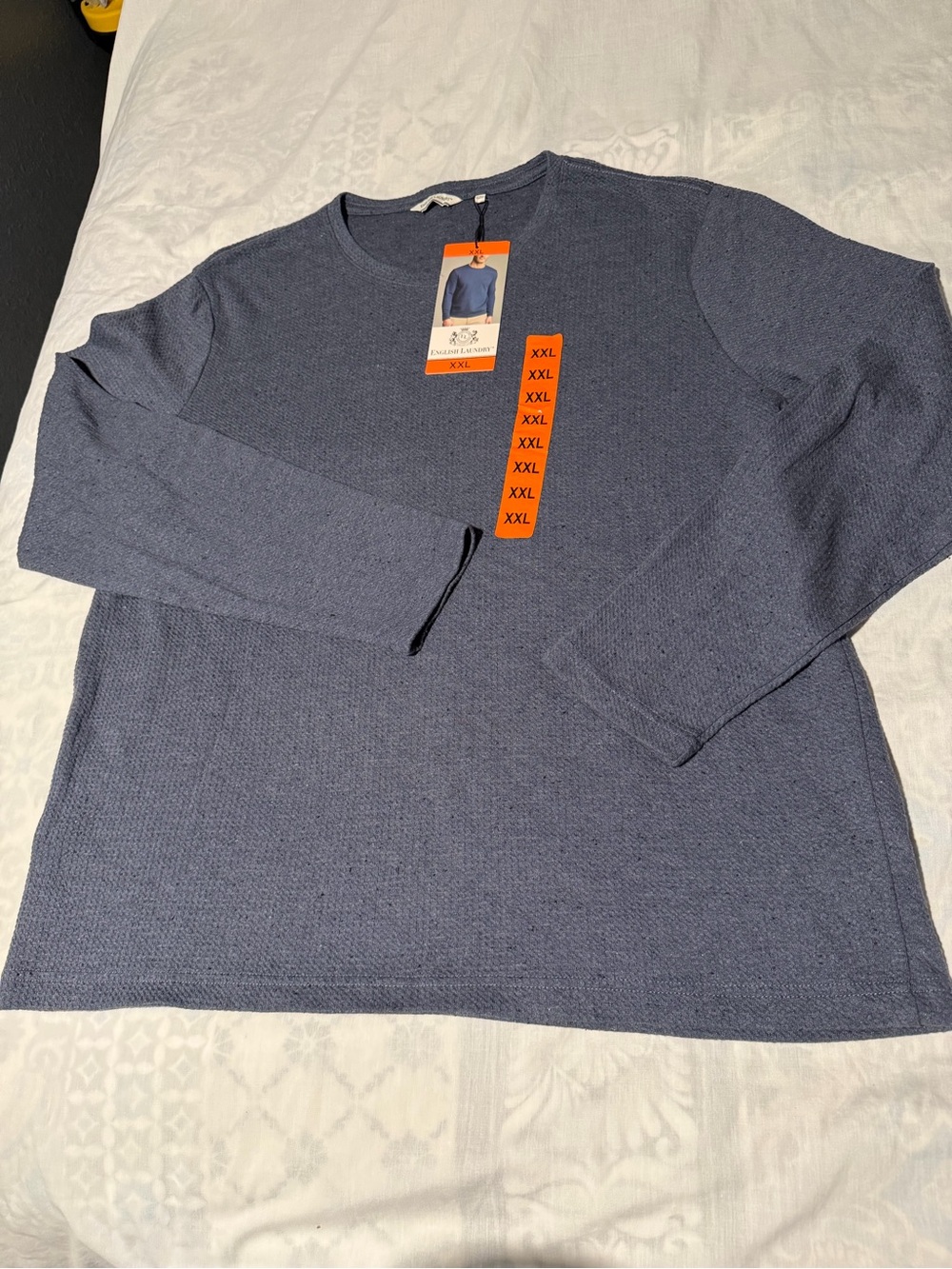 English Laundry Men's Long-Sleeve Crewneck Shirt in Slate Blue